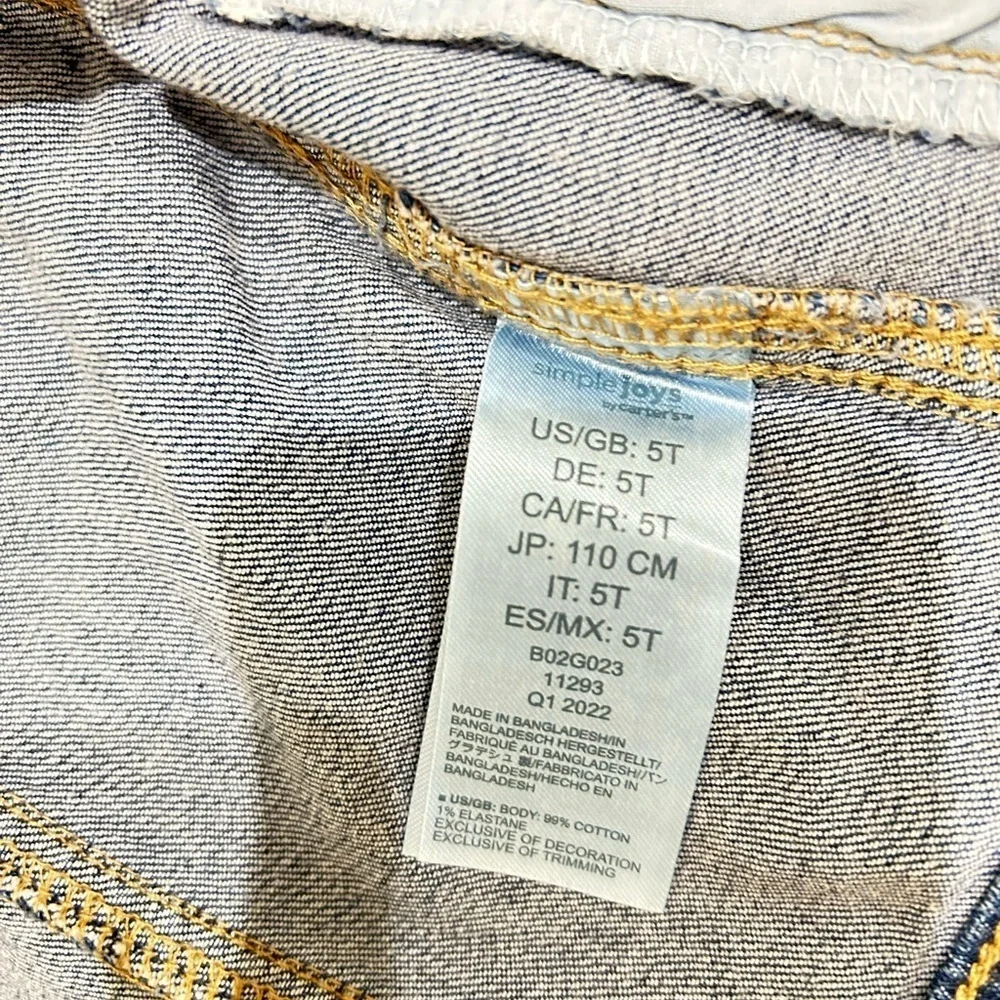 Simple Joys by Carters Blue cotton Denim Jean Jacket shadowing size girls 5t